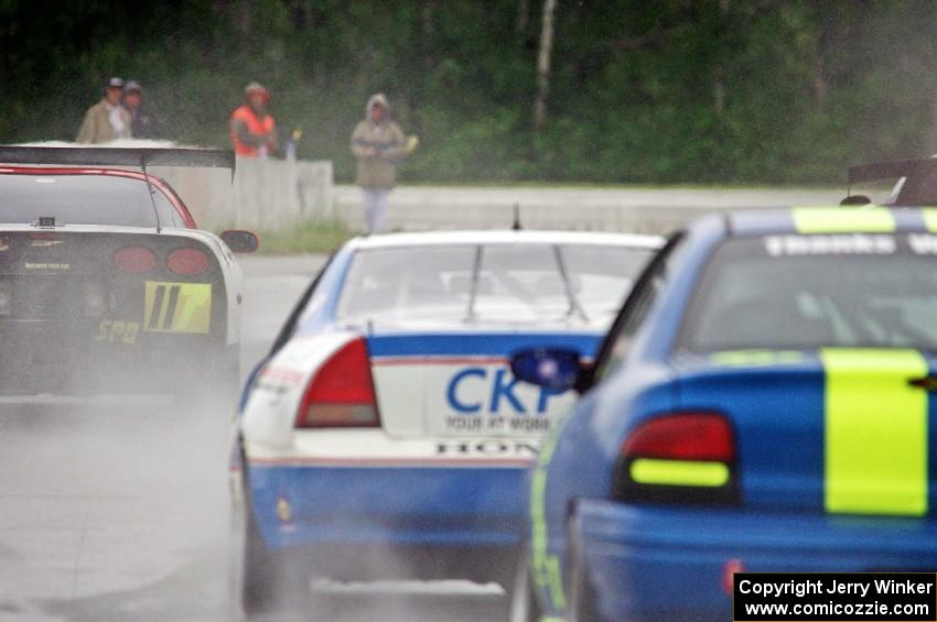 Darrell Peterson's SPO Chevy Corvette leads Rob Coffey's E Production Honda Prelude and John Glowaski's ITA Dodge Neon ACR