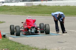 Ethan Mackey's EuroSwift SC94T Formula Ford goes through post-qualifying inspection.