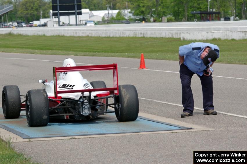 Jed Copham's Formula Enterprises goes through post-qualifying inspection.