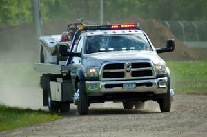 Craig Wheatley's Spec Racer Ford comes in on the flatbed.