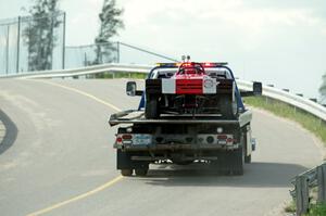 Craig Wheatley's Spec Racer Ford comes in on the flatbed.