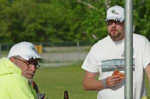 Workers at the post-race party.