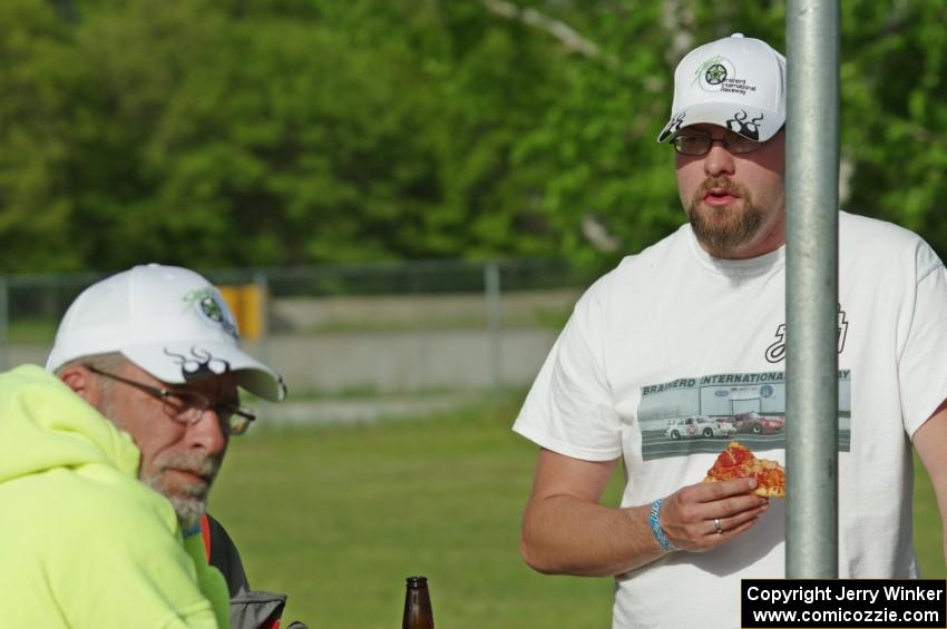 Workers at the post-race party.