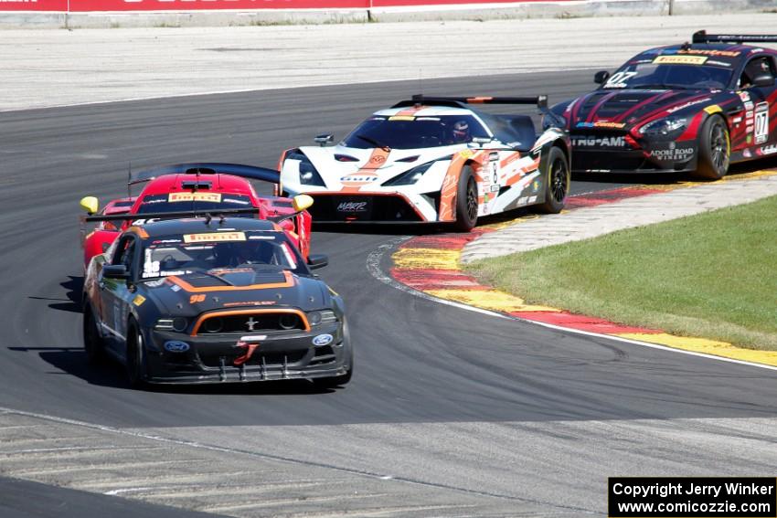 Ernie Francis, Jr.'s Ford Mustang, Jade Buford's SIN R1 GT4, Anthony Mantella's KTM X-Bow GT4 and Max Riddle's Aston Martin Vant