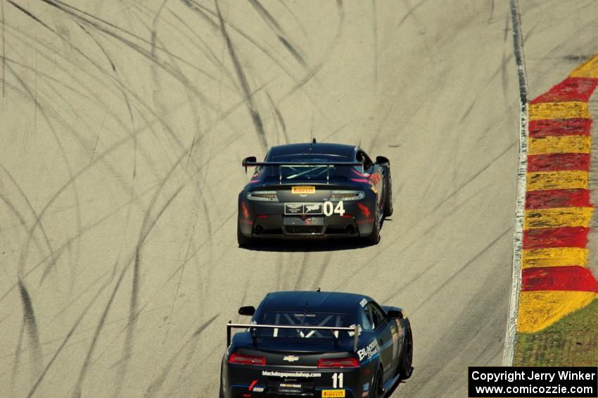 George Kurtz's Aston Martin Vantage GT4 and Tony Gaples' Chevy Camaro Z28