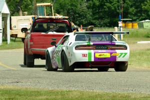 Louis­-Philippe Montour's Dodge Challenger is a DNF.