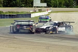 Justin Haley's Ford Mustang spins at turn 12.