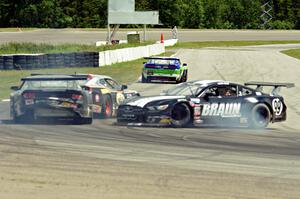 Justin Haley's Ford Mustang is stopped on track after the fiasco.