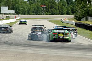 Jordan Bernloehr's Chevy Camaro collides with Justin Haley's Ford Mustang