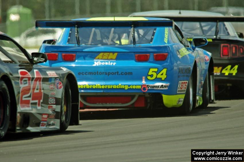 Adam Andretti's Ford Mustang, Tommy Archer's Chevy Camaro and Dillon Machavern's Ford Mustang