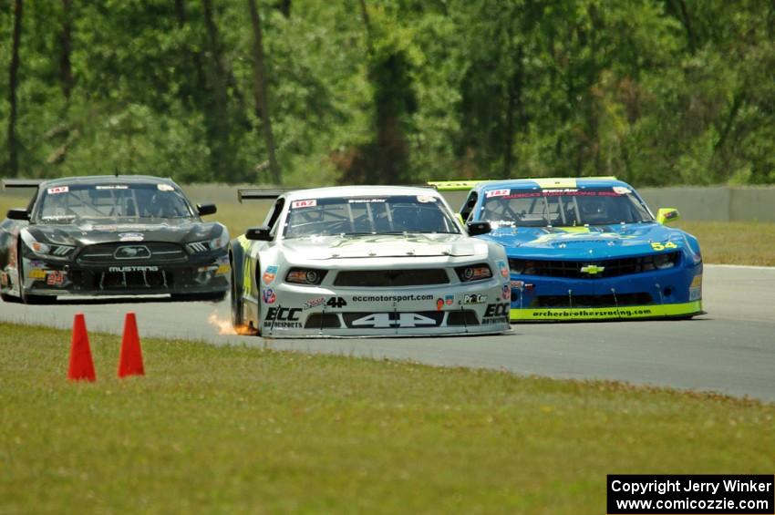 Adam Andretti's Ford Mustang, Tommy Archer's Chevy Camaro and Dillon Machavern's Ford Mustang