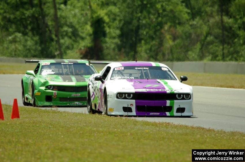 Louis­-Philippe Montour's Dodge Challenger and Jordan Bernloehr's Chevy Camaro