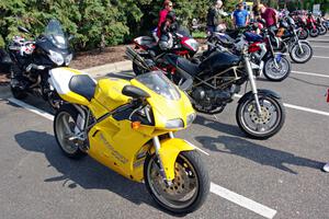 Various Italian motorcycles at hand