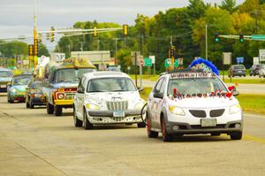 ArtCars parading to Blue Sun Soda