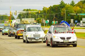 ArtCars parading to Blue Sun Soda