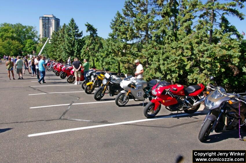 Italian motorcycles all in a row.