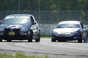 Tom Daly's T4 VW Rabbit and Philip Heald's Spec Miata Mazda Miata