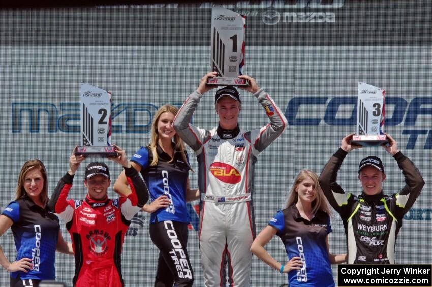 USF2000 Grand Prix of Road America Rd.8 podium 1) Anthony Martin, 2) Victor Franzoni and 3) Parker Thompson