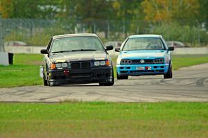 Noobman Racing BMW 325is and Blue Sky Racing VW Golf