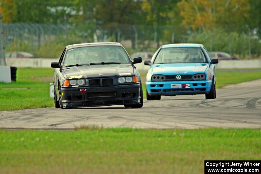 Noobman Racing BMW 325is and Blue Sky Racing VW Golf