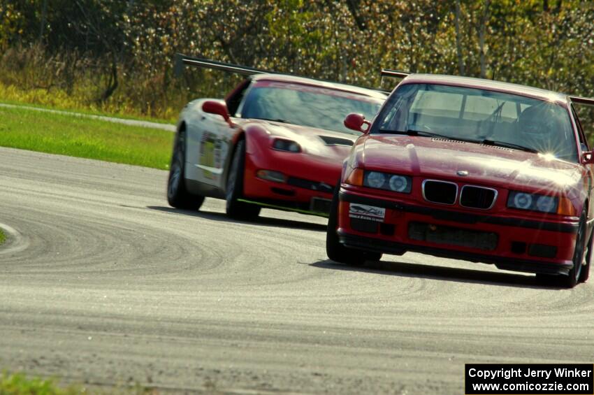 In the Red 1 BMW M3 and Braunschweig Chevy Corvette