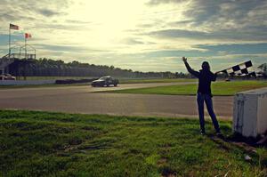 Noobman Racing BMW 325is takes the checkered flag.