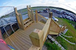 The brand new staircase that leads from the viewing area at the bridge to the paddock area.