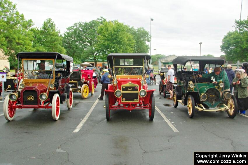 Brian Heyd's 1908 Cadillac, Jeff Schreiner's 1908 Maxwell and Dean Dorholt's 1907 Franklin