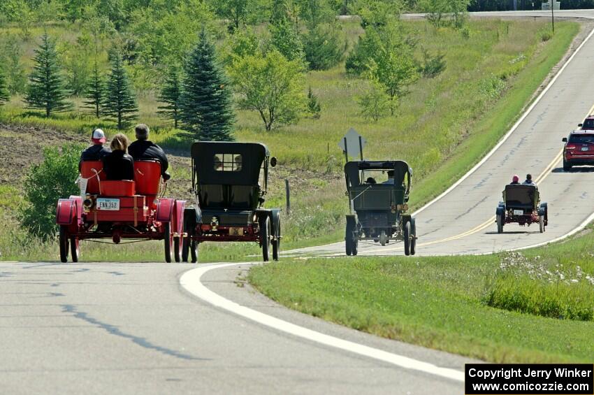 Brian Heyd's 1907 Cadillac, Mike Maloney's 1906 REO, John Pole's 1910 Buick and