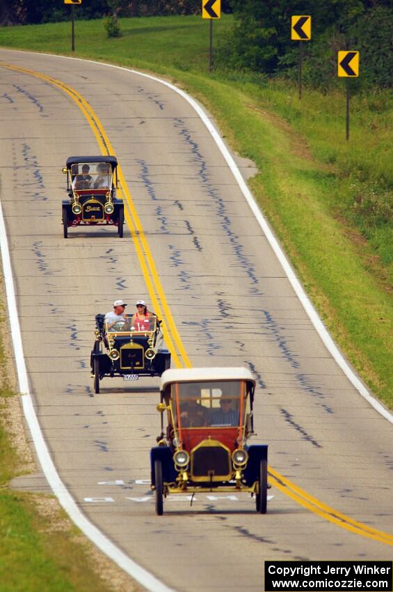 Steve Meixner's 1910 Buick, Dave Mickelson's 1911 Maxwell and John Pole's 1910 Buick