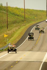 Dave Mickelson's 1911 Maxwell, Dean Dorholt's 1907 Franklin, Roddy Pellow's 1908 Overland and John Bowman's 1905 Franklin