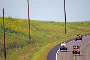 Jim Laumeyer's 1910 Maxwell, Peter McIntyre's 1906 Cadillac and Steve Boyd's 1910 Brush