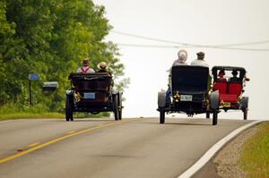 Jim Laumeyer's 1910 Maxwell, Peter McIntyre's 1906 Cadillac and Steve Boyd's 1910 Brush