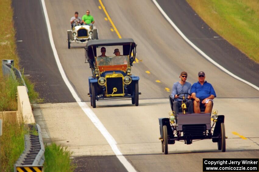 Tim Kelly's 1904 Ford, Jeff Kelly's 1907 Ford and Ron Gardas, Jr.'s 1908 Buick