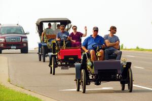 Tim Kelly's 1904 Ford, Ross McTavish's 1903 Ford and Jeffrey Kelly's 1907 Ford