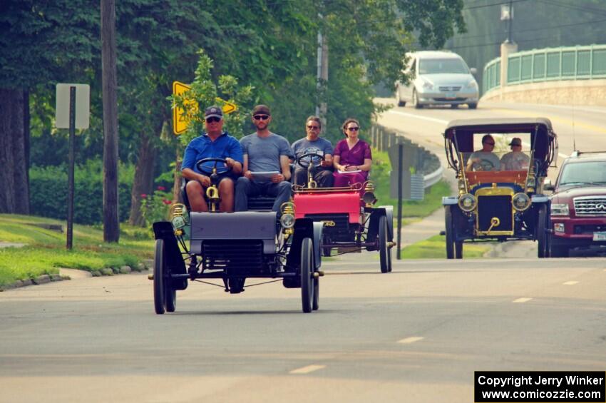 Tim Kelly's 1904 Ford, Ross McTavish's 1903 Ford and Jeffrey Kelly's 1907 Ford