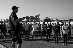 Sunday morning's drivers meeting.