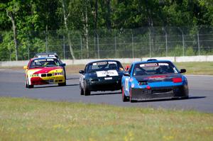 Sons of Irony Motorsports Nissan 240SX, Transcendental Racing Mazda Miata and Dirty Side Down Racing BMW 325i