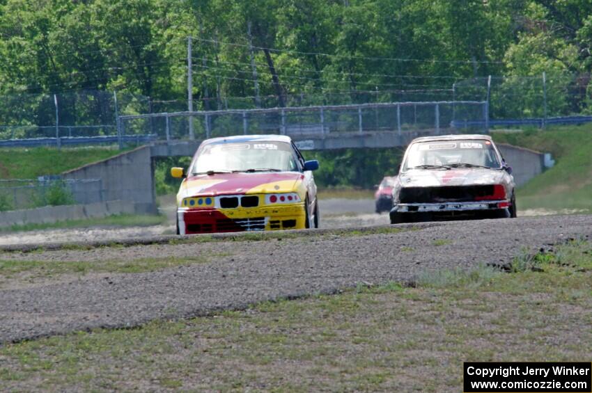 Dirty Side Down Racing BMW 325i and Crank Yankers Racing BMW 325i