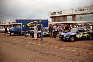 Subaru Rallysport USA WRX STi's: (14) Mark Lovell / Steve Turvey and (2) Karl Scheible / Brian Maxwell