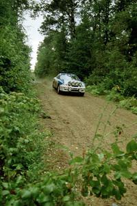 Paul Choiniere / Jeff Becker Hyundai Tiburon at speed on SS2 (Stump Lake).