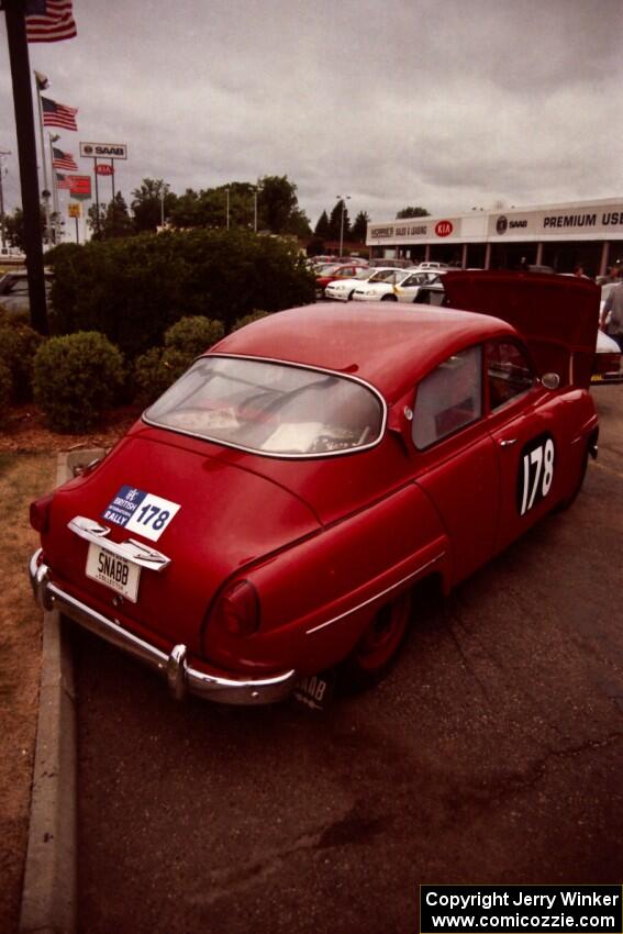 Erik Carlsson and Stuart Turner drove this SAAB 96 to win the 1960 RAC Rally in Great Britain.