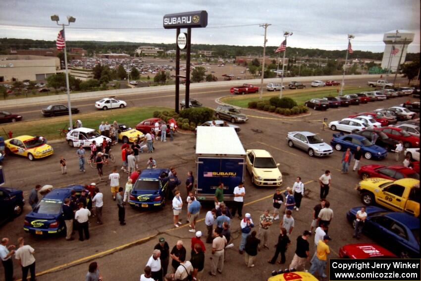 An overall view of Rallyfest from atop Morrie's Subaru.