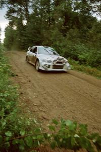 Seamus Burke / Frank Cunningham Mitsubishi Lancer Evo VI at speed on SS2 (Stump Lake).