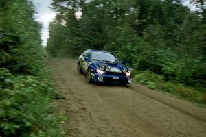 Karl Scheible / Brian Maxwell Subaru WRX STi at speed on SS2 (Stump Lake).