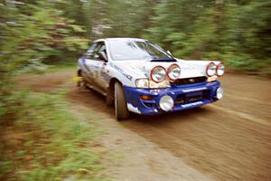 Ramana Lagemann / Russ Hughes Subaru WRX STi comes out of a 90-right on SS2 (Stump Lake).