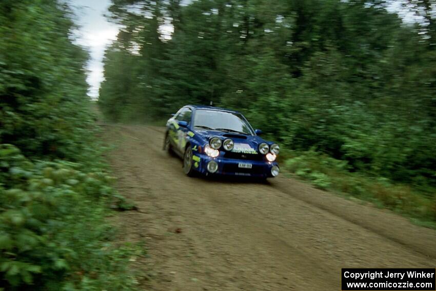 Karl Scheible / Brian Maxwell Subaru WRX STi at speed on SS2 (Stump Lake).