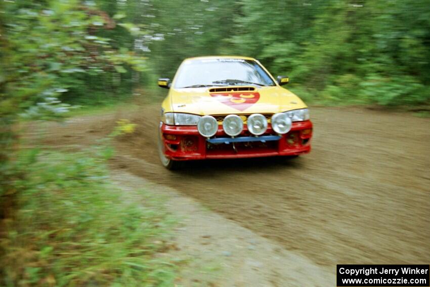 Steve Gingras / Bill Westrick Subaru Impreza 2.5RS comes out of a 90-right on SS2 (Stump Lake).