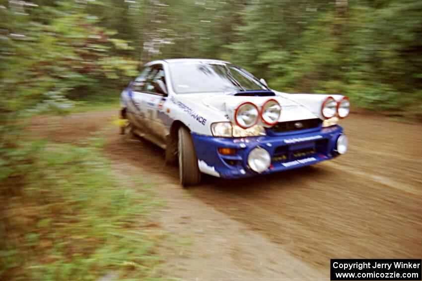 Ramana Lagemann / Russ Hughes Subaru WRX STi comes out of a 90-right on SS2 (Stump Lake).