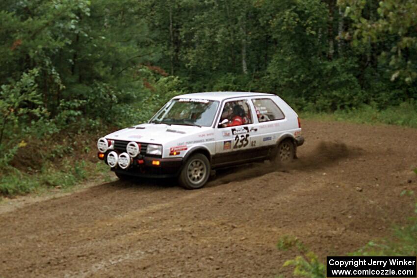 Dave White / Jimmy Brandt VW GTI comes out of a 90-right on SS2 (Stump Lake).